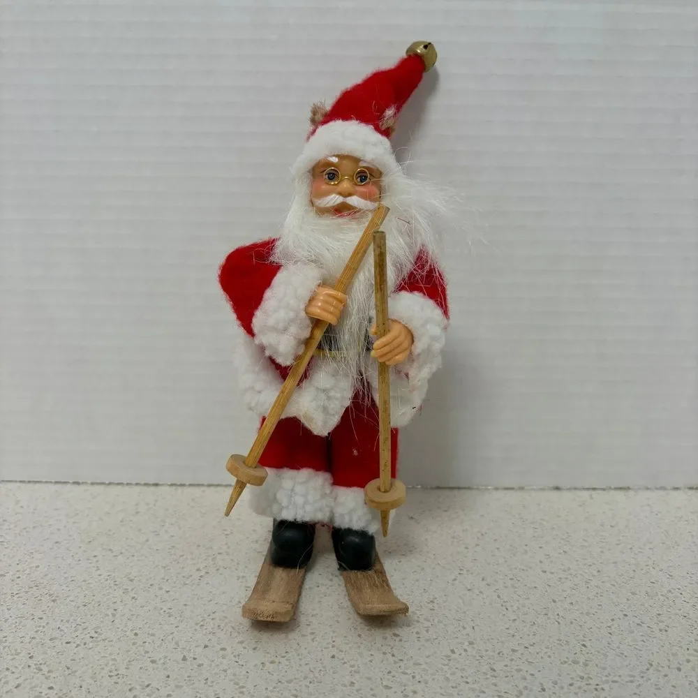 Vintage Santa Claus Ski Ornament Christmas Decor